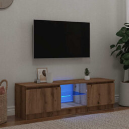 Walplus Tv Cabinet With Led Lights Artisian Oak 120X30X36 Cm Engineered Wood - thumbnail 1