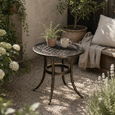 Wyld Haus Sani 60Cm Bronze-Tone Cast Aluminium Outdoor Side Table With Adjustable Anti-Slip Feet - image 1