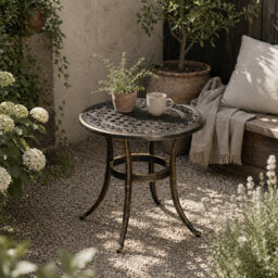 Wyld Haus Sani 60Cm Bronze-Tone Cast Aluminium Outdoor Side Table With Adjustable Anti-Slip Feet - thumbnail 1