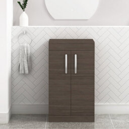 Royal Bathrooms Turin 500mm Grey Elm Floor Standing Worktop Vanity Unit - 2 Doors - thumbnail 1