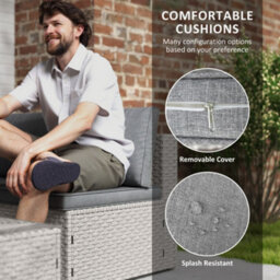Outsunny 7 Pieces Rattan Garden Furniture Set With Cushions, Grey - thumbnail 6