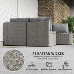Outsunny 7 Pieces Rattan Garden Furniture Set With Cushions, Grey - thumbnail 5