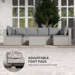 Outsunny 7 Pieces Rattan Garden Furniture Set With Cushions, Grey - thumbnail 8