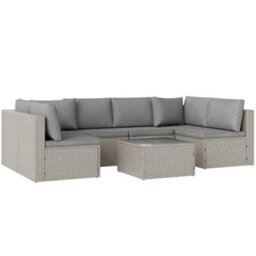 Outsunny 7 Pieces Rattan Garden Furniture Set With Cushions, Grey - thumbnail 2