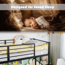 Costway Loft Bed Single Size Kids Bed Frame W/ Safety Guardrails Ladder & Slide - thumbnail 5