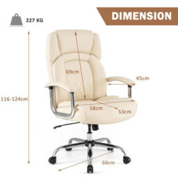 Gainoom (227Kg) Beige Leather Office Chair Height Adjustable Big & Tall Executive Chair - thumbnail 2