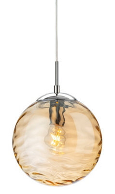 Luminosa Lighting Luminosa Mercury Globe Pendant Light Chrome With Amber Glass