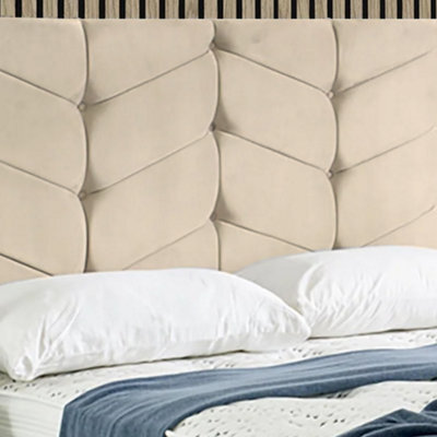 "Urban Textures Luxury 26"" High Velvet Fabric Upholstered Amelia Chevron Buttoned Headboard - Mink" - image 1