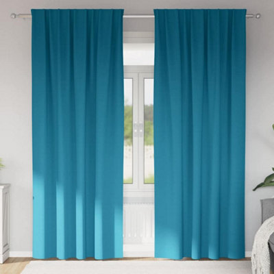 Berkfield Curtains With Curtains 2 Pcs Turquoise 260 X 140 Cm Polyester - image 1