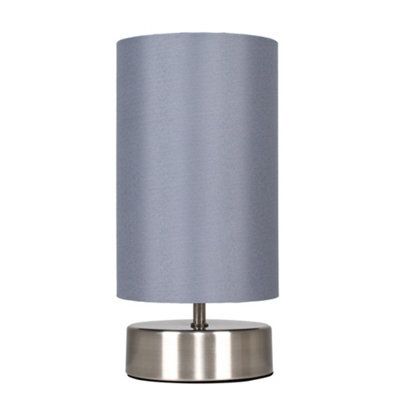 Valuelights Francis Brushed Chrome Touch Table Lamp With Grey Shade - image 1
