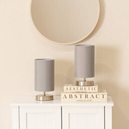 Valuelights Francis Brushed Chrome Touch Table Lamp With Grey Shade - thumbnail 5