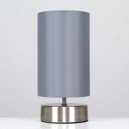 Valuelights Francis Brushed Chrome Touch Table Lamp With Grey Shade - thumbnail 3