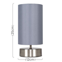 Valuelights Francis Brushed Chrome Touch Table Lamp With Grey Shade - thumbnail 9