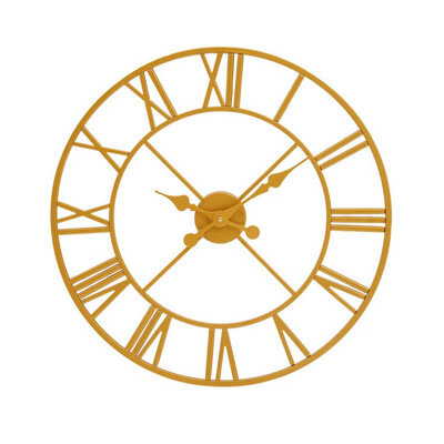 Orsina Gold Finish Wall Clock, Roman Numeral Analogue Clock With Spade Hands, Decorative Silent Clock For Display - image 1