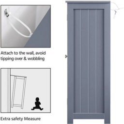 Jwfu-3383-Grey Bathroom Storage Cabinet Wooden Side 4 Drawer Cupboard Free Standing Unit - thumbnail 6