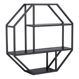 Wyld Haus El Paso Octagonal Black Metal Wall Shelf With 4 Wood Shelves - thumbnail 3