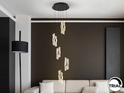 Luminosa Lighting Luminosa Iliada Cluster Pendant Ceiling 5 Light Black, Gold Led 3000K - Uk Stock - image 1
