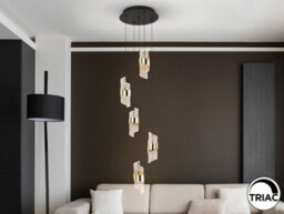 Luminosa Lighting Luminosa Iliada Cluster Pendant Ceiling 5 Light Black, Gold Led 3000K - Uk Stock
