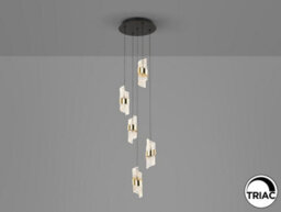 Luminosa Lighting Luminosa Iliada Cluster Pendant Ceiling 5 Light Black, Gold Led 3000K - Uk Stock - thumbnail 3
