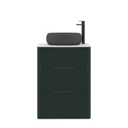Royal Bathrooms Avenza 600mm Deep Moss Green Floor Standing Countertop Bathroom Vanity Unit 3 Drawer With Milan Black Basin - thumbnail 6