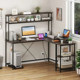 L Shaped Gaming Desk Reversible Corner Computer Desk W/led Strip - thumbnail 4