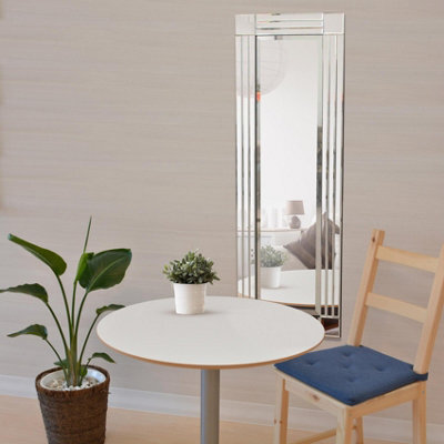 Mirroroutlet Milton All Glass Bevelled Square Corner Wall Mirror 120 X 40 Cm - image 1