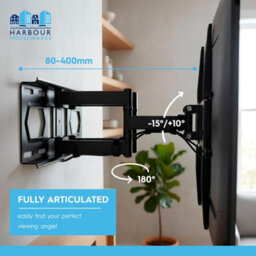"Harbour Housewares Full Motion Tv Wall Bracket - 25-65"" - Black" - thumbnail 4