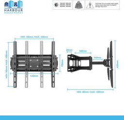 "Harbour Housewares Full Motion Tv Wall Bracket - 25-65"" - Black" - thumbnail 6