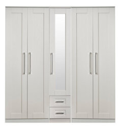 Ripon Tall 5 Door 2 Drawer 1 Mirror Wardrobe In Grey Ash (Ready Assembled) - thumbnail 1