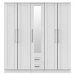 Ripon Tall 5 Door 2 Drawer 1 Mirror Wardrobe In Grey Ash (Ready Assembled) - thumbnail 3