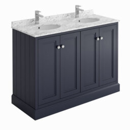 Plum&clay Fairmont Traditional Blue Grey Square Floor Standing Bathroom Vanity Unit With Ceramic Basin & Marble Top (W)1200mm