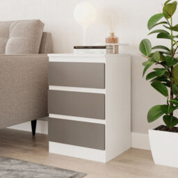 Urbn-Living Urbnliving 62Cm Height 3 Drawers Modern Chest Of Drawers Bedside Table For Living Room Office Hallway White & Grey - thumbnail 1