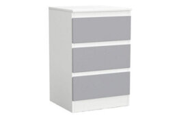 Urbn-Living Urbnliving 62Cm Height 3 Drawers Modern Chest Of Drawers Bedside Table For Living Room Office Hallway White & Grey - thumbnail 2