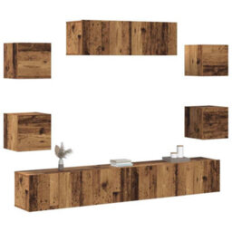 Berkfield Classic 7 Piece Tv Cabinet Set Wall-Mounted Old Wood Engineered Wood - thumbnail 4