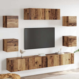 Berkfield Classic 7 Piece Tv Cabinet Set Wall-Mounted Old Wood Engineered Wood - thumbnail 2