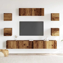 Berkfield Classic 7 Piece Tv Cabinet Set Wall-Mounted Old Wood Engineered Wood - thumbnail 3