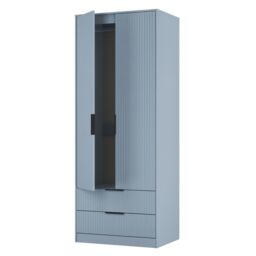 Ancona Ready Assembled Modern Matt Denim Blue 2 Drawer Tall Double Wardrobe (H)1956mm (W)766mm (D)530mm - thumbnail 4