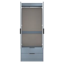 Ancona Ready Assembled Modern Matt Denim Blue 2 Drawer Tall Double Wardrobe (H)1956mm (W)766mm (D)530mm - thumbnail 5