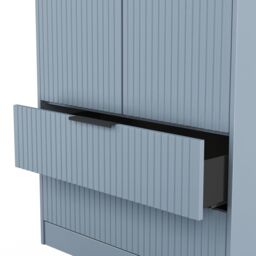 Ancona Ready Assembled Modern Matt Denim Blue 2 Drawer Tall Double Wardrobe (H)1956mm (W)766mm (D)530mm - thumbnail 7