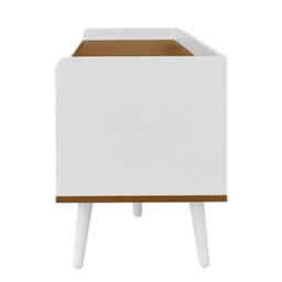 Abrihome Tv Cabinet, Tv Stand, 3-Door Storage Cabinet In White & Natural Wood Finish, Low Profile Design - thumbnail 6