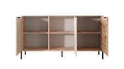 Arte Rave C Contemporary Sideboard Cabinet 3 Hinged Doors 3 Shelves Beige & Oak Viking Effect (H)820mm (W)1530mm (D)400mm - thumbnail 4