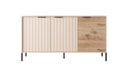 Arte Rave C Contemporary Sideboard Cabinet 3 Hinged Doors 3 Shelves Beige & Oak Viking Effect (H)820mm (W)1530mm (D)400mm - thumbnail 3
