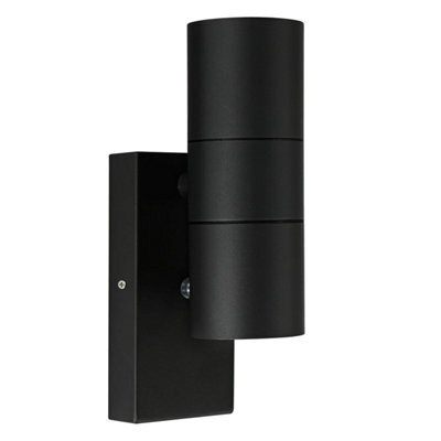 Kerry Dusk To Dawn Outdoor Wall Light, Up Down External Lamp, Outside Lighting Mains Powered Lantern, Black Stainless Steel Ip 44