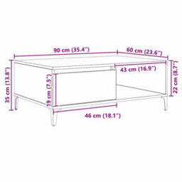 Berkfield Coffee Table Black Oak 90 X 60 X 35 Cm Engineered Wood - thumbnail 7