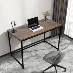 House Of Home Computer Desk 80Cm Rustic Brown With Black Coated Metal Frame - Versatile Coffee Table, Gaming Desk - thumbnail 1