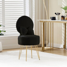 Black Dressing Table Chair With Storage, Vanity Stool With Foldable Backrest - thumbnail 8