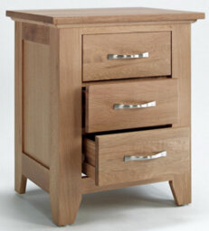 Hallowood Furniture Camberley Oak 3 Drawer Bedside Table - thumbnail 2