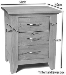 Hallowood Furniture Camberley Oak 3 Drawer Bedside Table - thumbnail 4