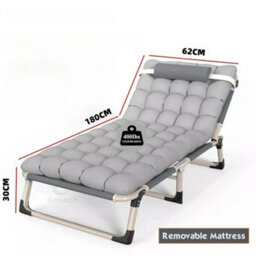 Double Grey Reclining Sun Lounger Garden Folding Chair Bed Recliner Beach Camping - thumbnail 2