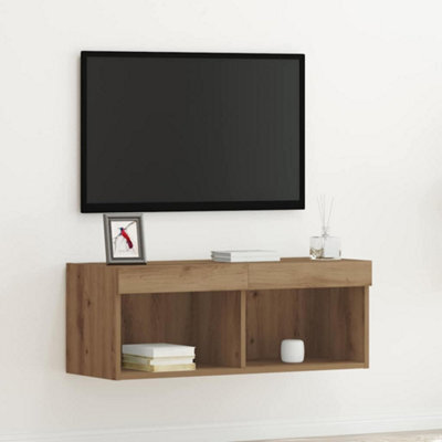 Berkfield Tv Wall Cabinet With Led Lights Artisan Oak 80X30X30 Cm - image 1